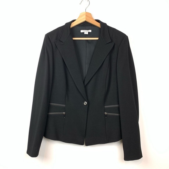 MARELLA Jackets & Blazers - Marella Blazer Black Zip Accents Button Sz 12 Classic Elegant Office Italy